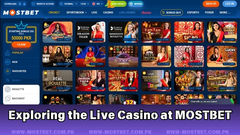 Live Casino at MOSTBET